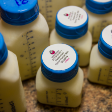 Bottles of pasteurized donor human milk