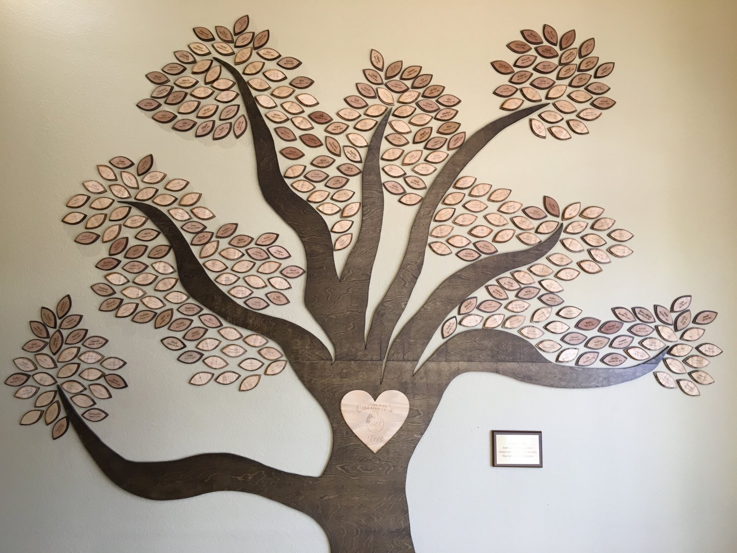 Wooden tree design on wall