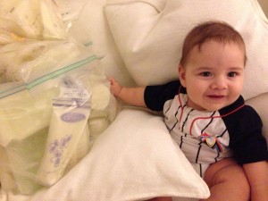 Emmanuel with some of the milk Mary has donated to The Gathering Place depot in Miami.