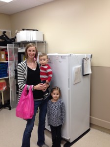 Amanda and her helpers, dropping off milk at Texas Health Southwest