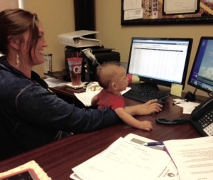 Shaina, Director of Operations, brings her 4 month old son, Noah, to work at Mothers' Milk Bank of North Texas in Fort Worth.