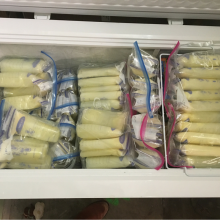 Freezer full of breastmilk bags