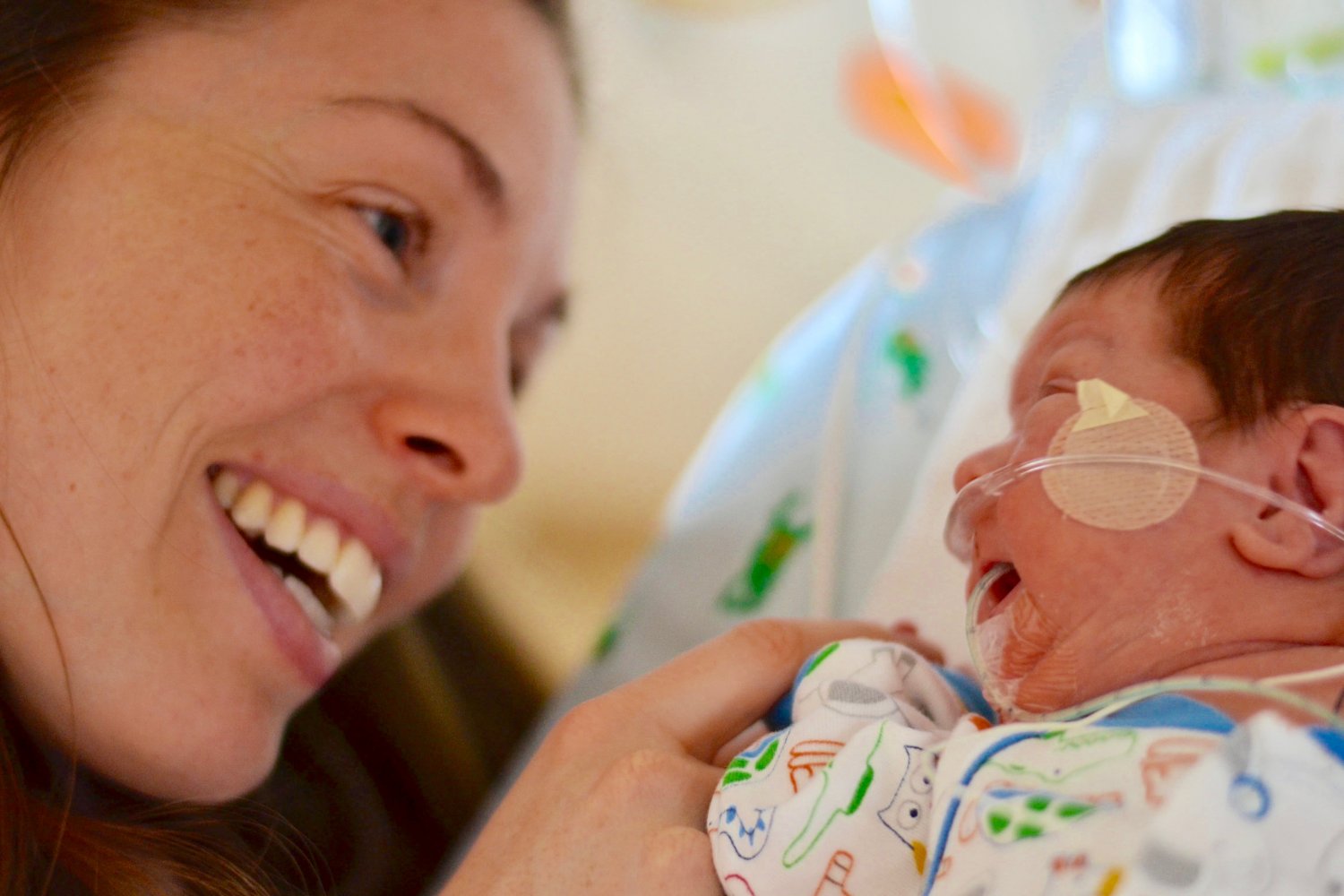 Jennifer Canvasser with Micah in the NICU.