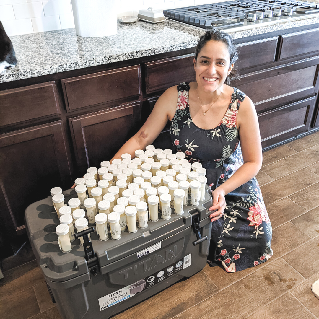 Christine with a milk donation. 